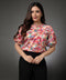 Satin Printed Button Formal Top
